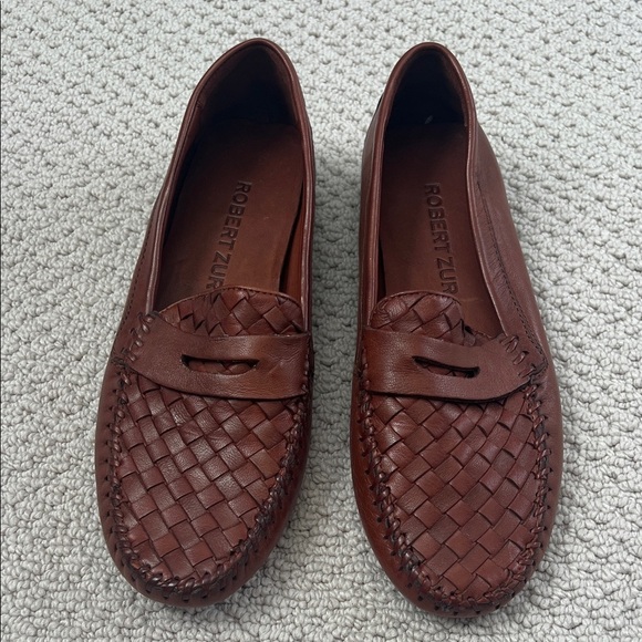 Robert Zur Woven Leather Loafers in Rich Brown main image 7